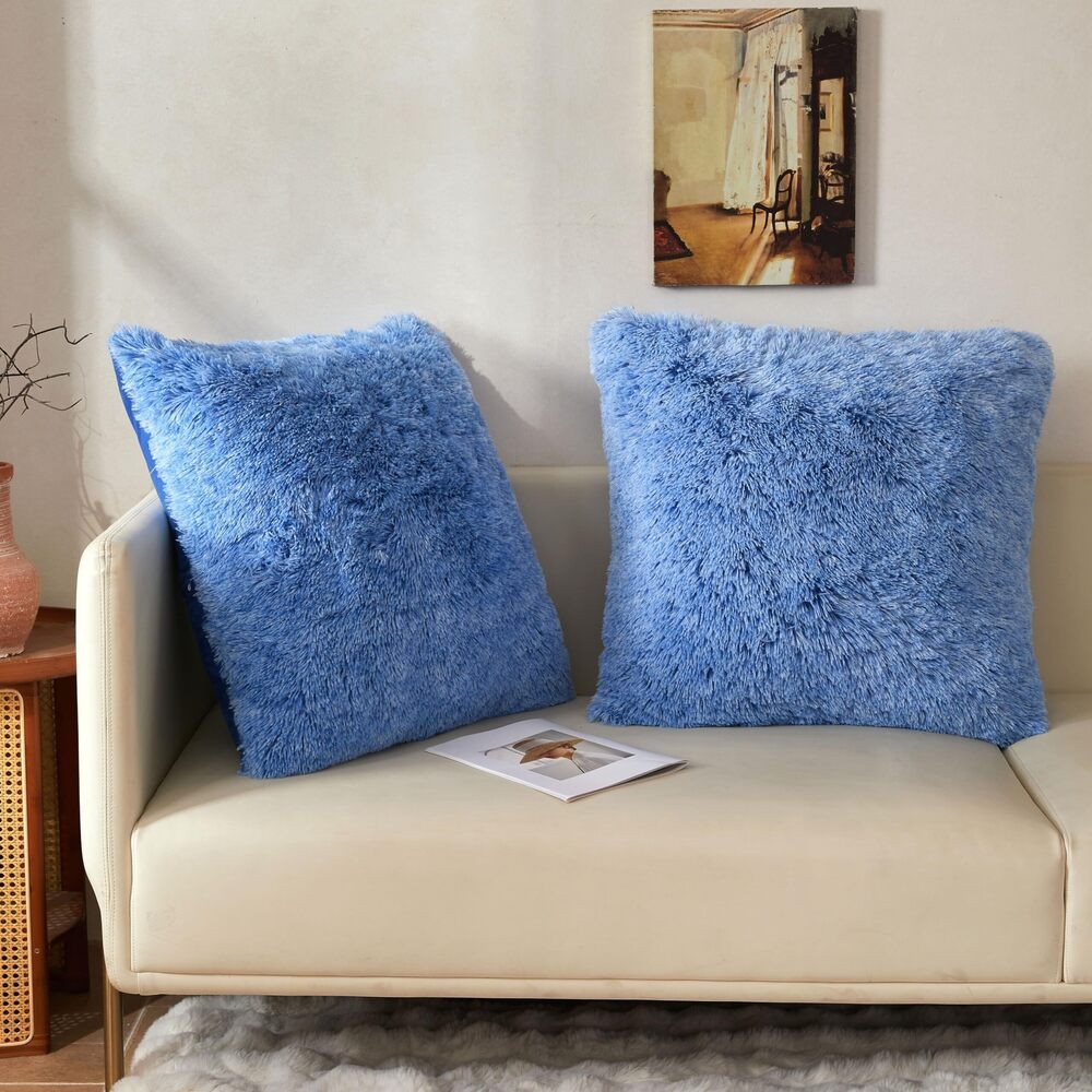 1140 24x24 Fluffy Faux Fur Throw Pillow Covers, Pack of 2 Shaggy Fuzzy Soft